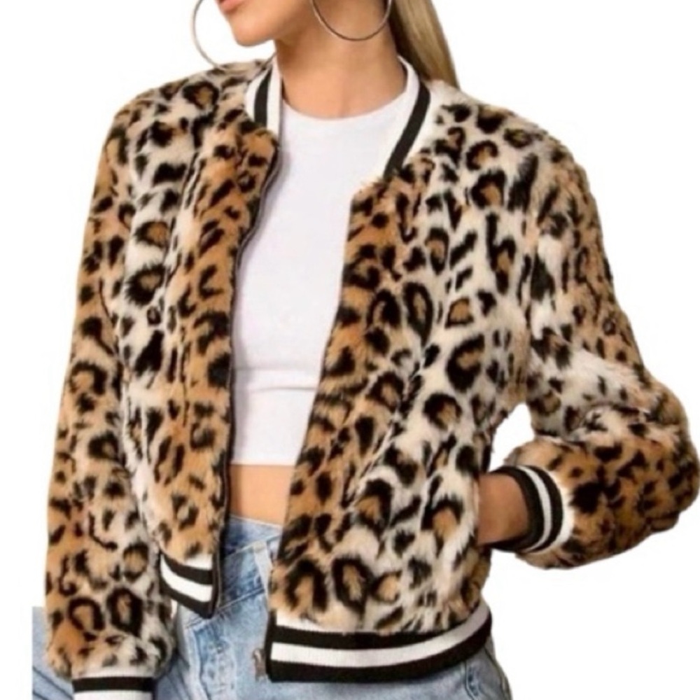 Jack by BB Dakota Animal Print Bomber Jacket Size Large